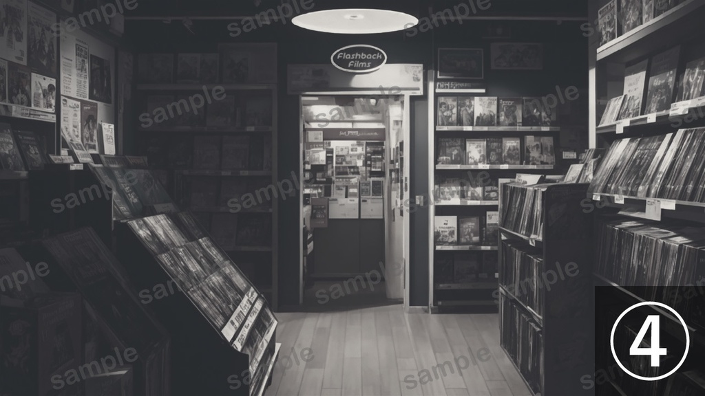 【無料配布】レンタルビデオショップ【背景素材】