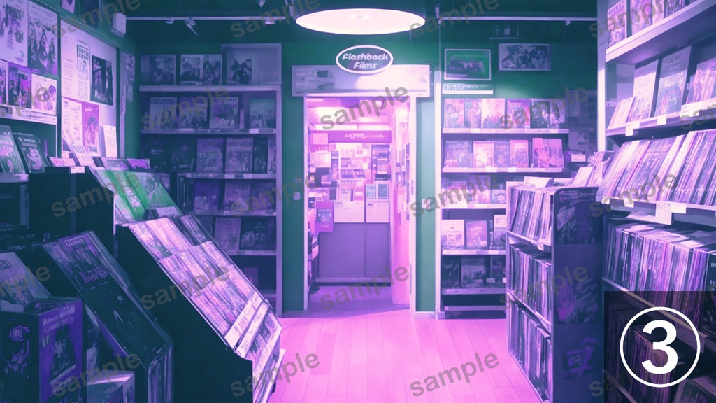 【無料配布】レンタルビデオショップ【背景素材】