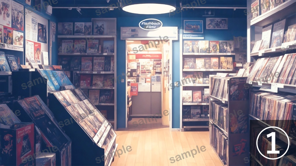 【無料配布】レンタルビデオショップ【背景素材】