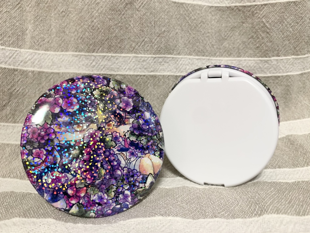 シェル型コンパクト缶ミラー(ホログラム)