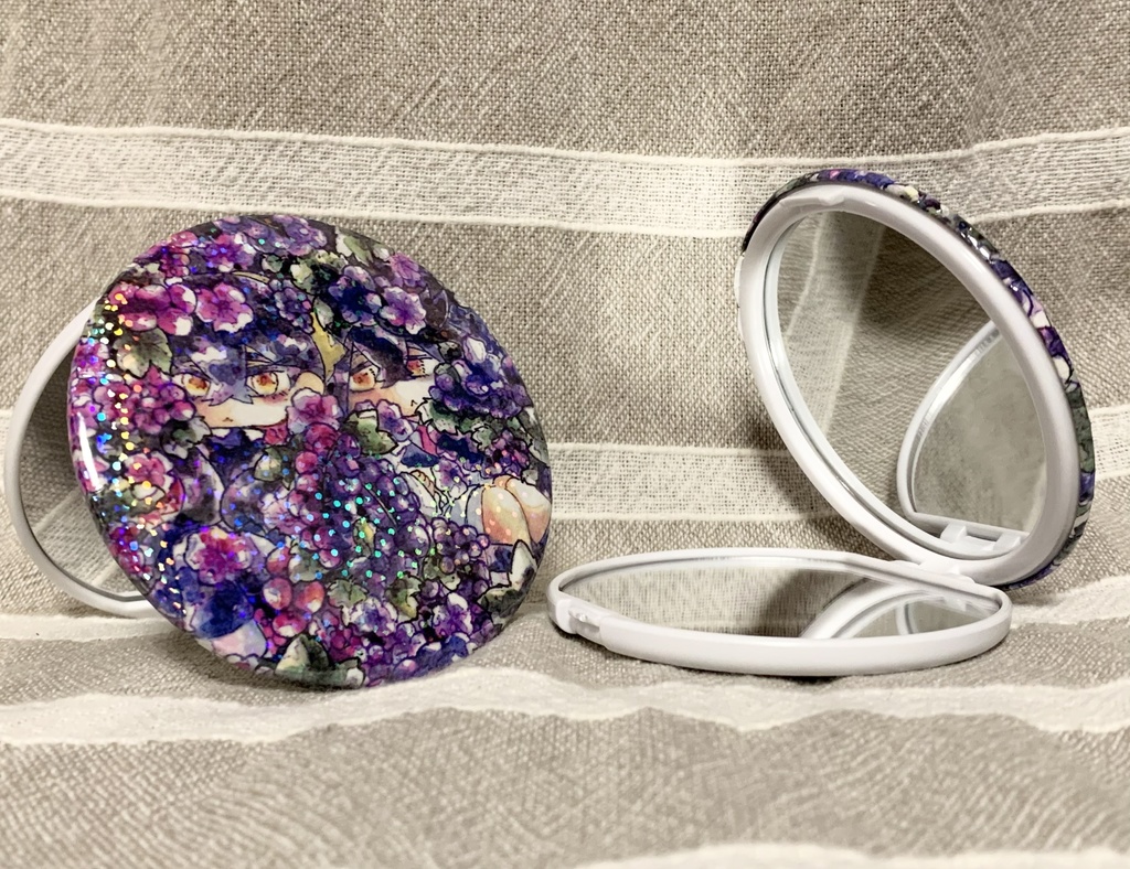 シェル型コンパクト缶ミラー(ホログラム)