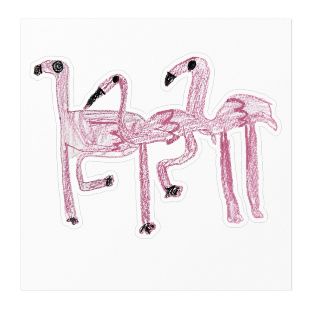 フラミンゴ家族ステッカー
