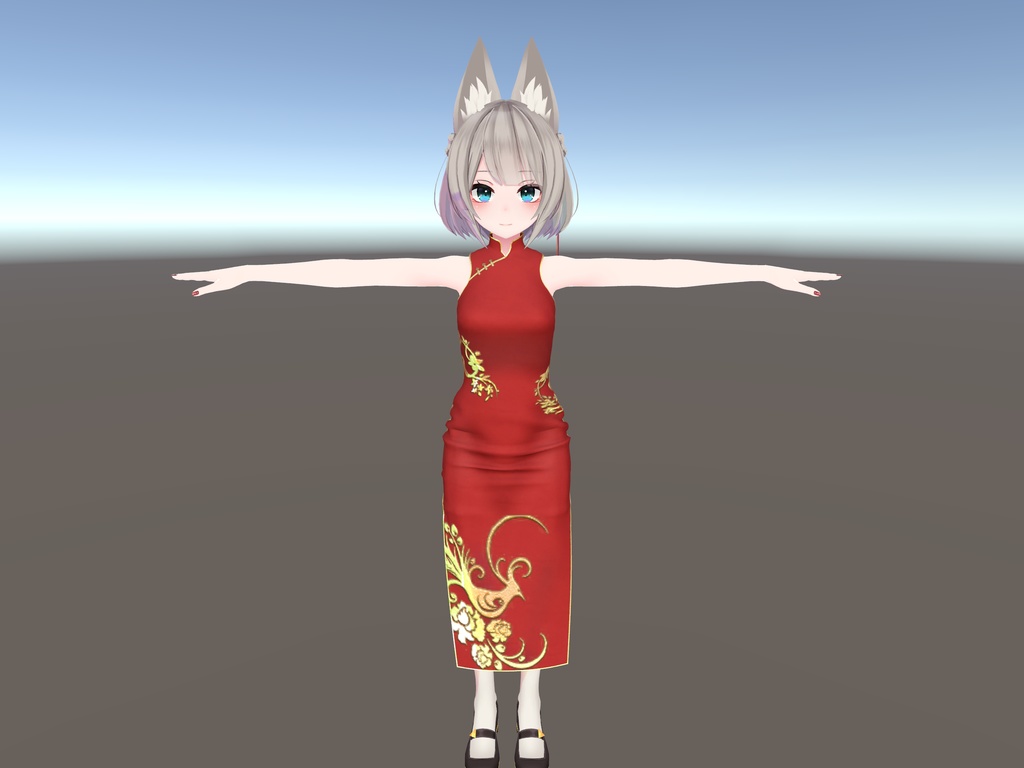 【京狐さん・沙猫さん用衣装】シックなチャイナドレス