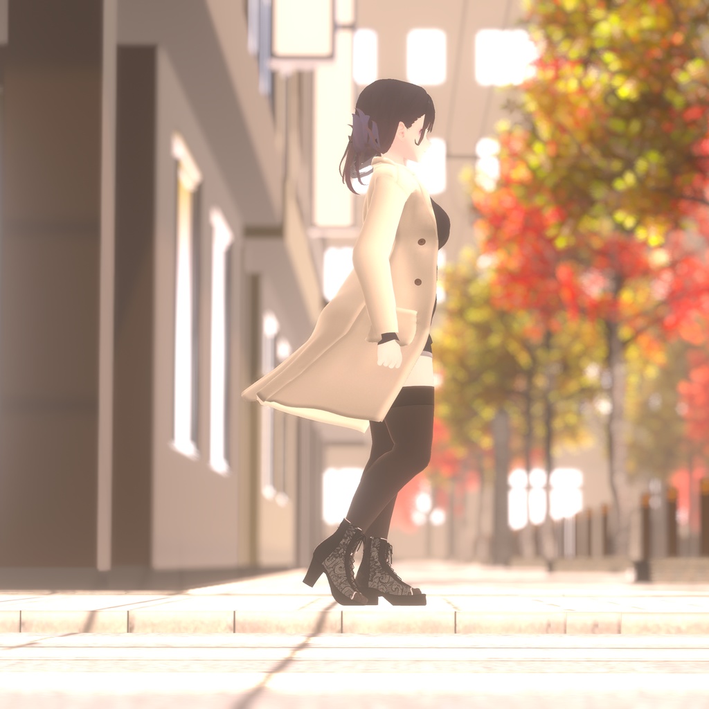 【くろなつ用衣装】街歩きコートコーデ