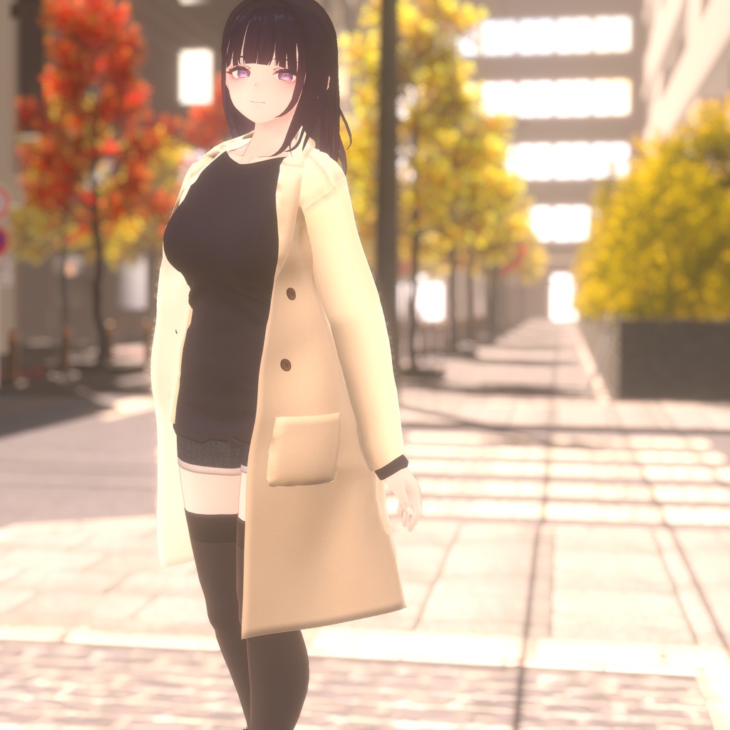 【くろなつ用衣装】街歩きコートコーデ