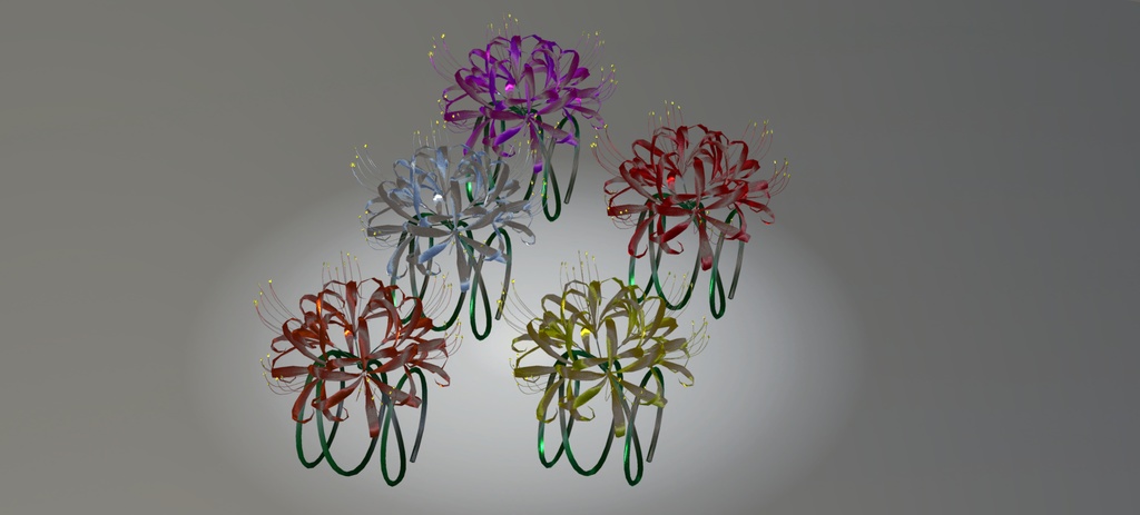 【VRChat想定】Amaryllis ring ５色セット　ヒガンバナのリング　指輪　腕輪