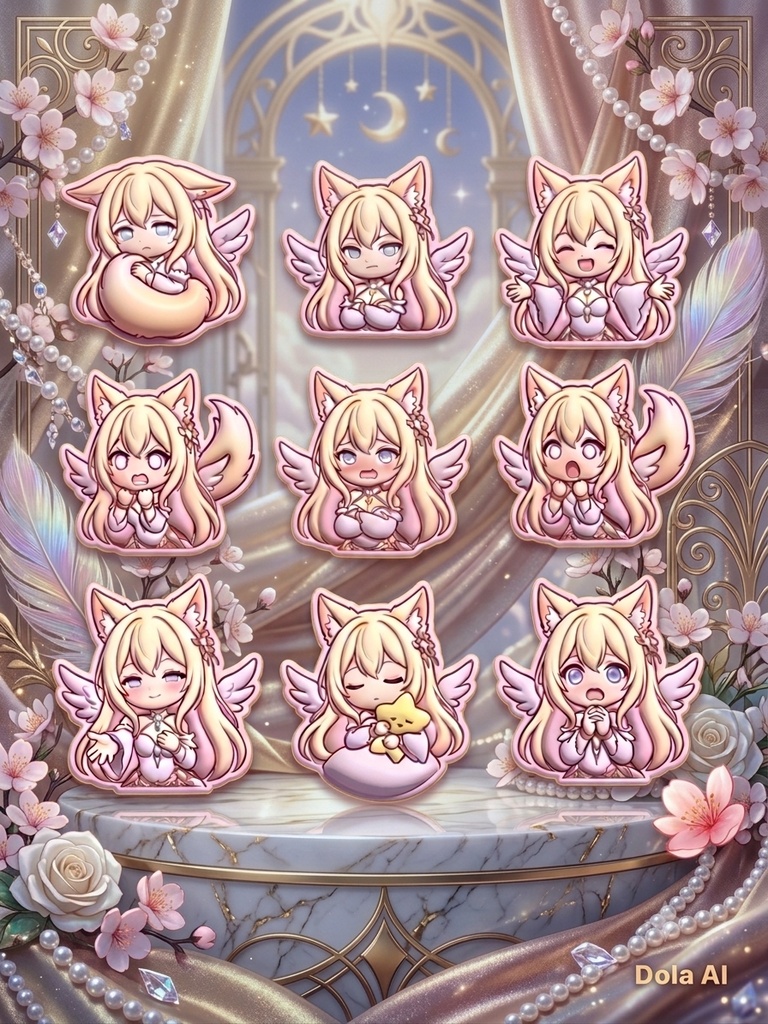 【デジタルステッカー】ねこ耳天使Aureliaのミニキャラ詰め合わせ（全10種＋シート）