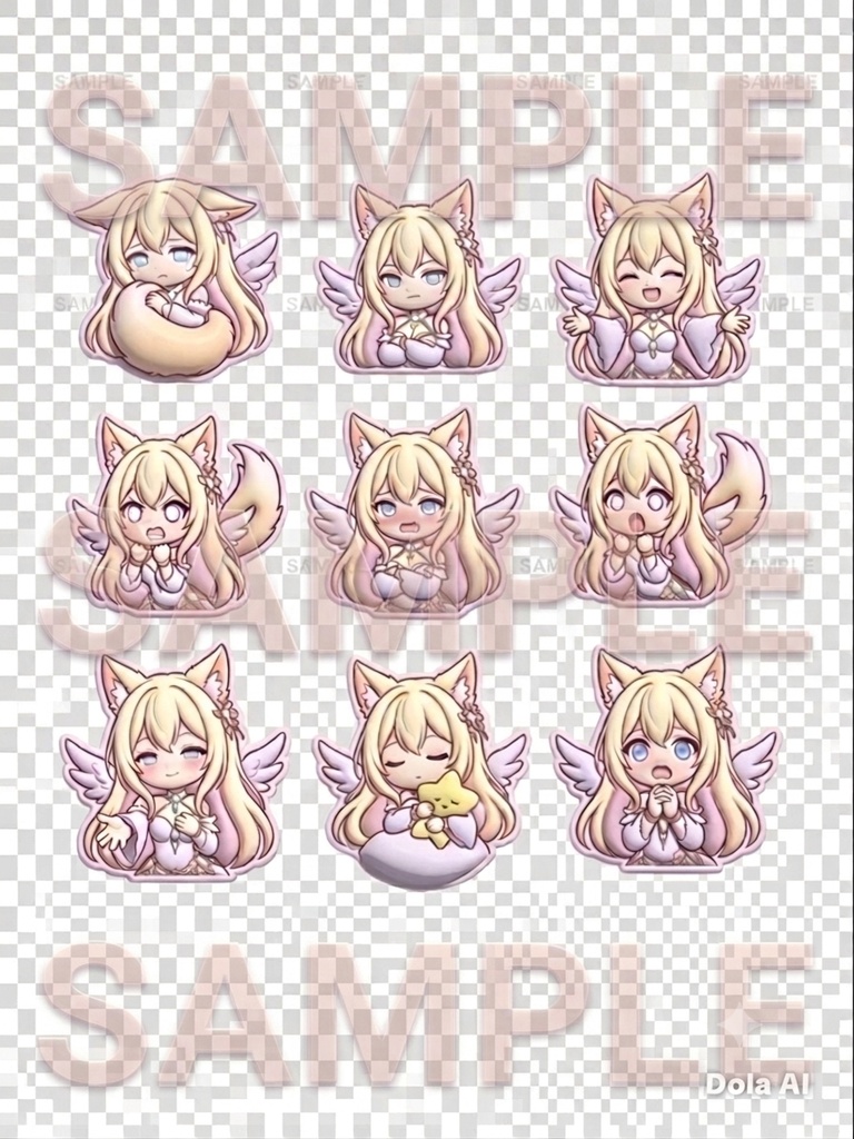 【デジタルステッカー】ねこ耳天使Aureliaのミニキャラ詰め合わせ(全10種+シート)