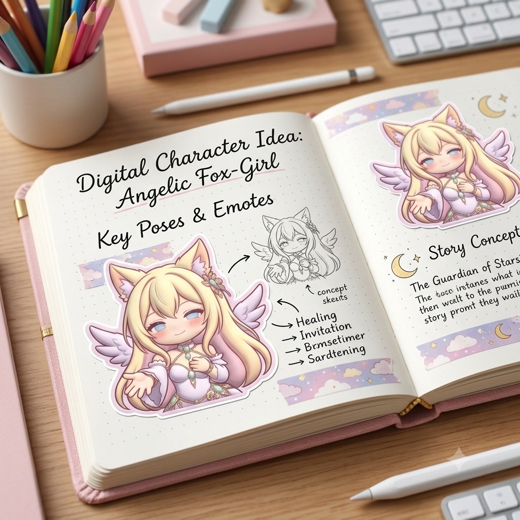 【デジタルステッカー】ねこ耳天使Aureliaのミニキャラ詰め合わせ(全10種+シート)