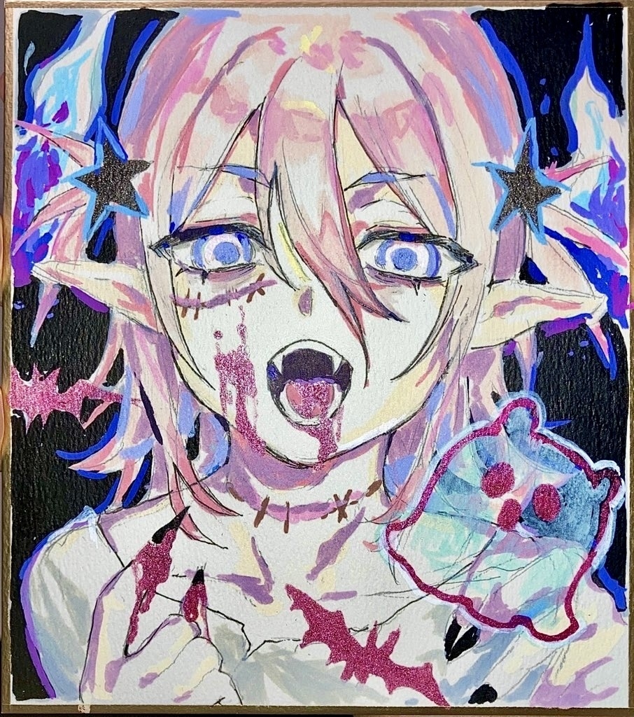 ハロウィン色紙原画