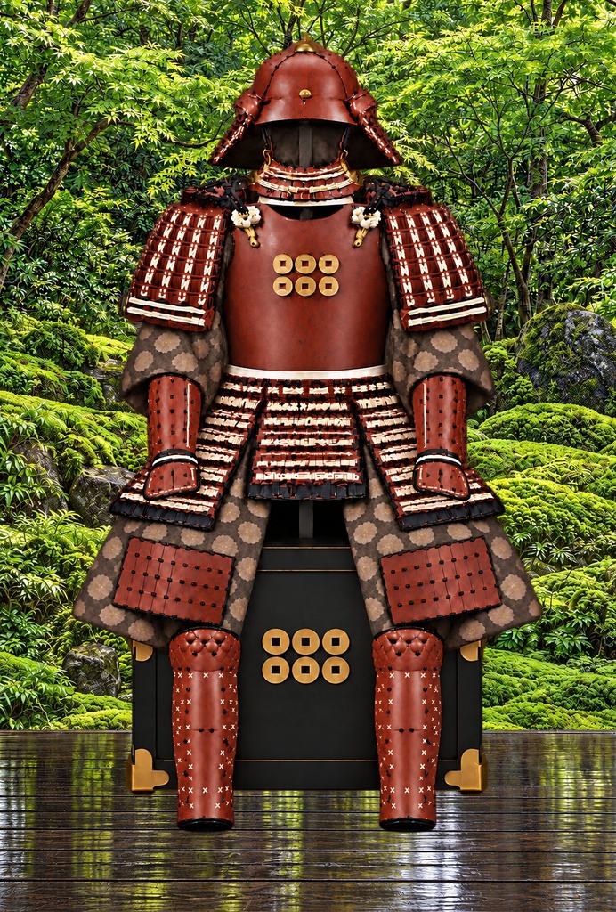 Sanada Masayuki Armor - Fresh Green Garden | 8K Printable PNG