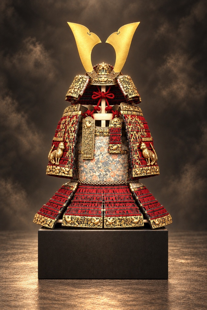 Kasuga Taisha Armor - Brown Clouds | 8K Printable PNG