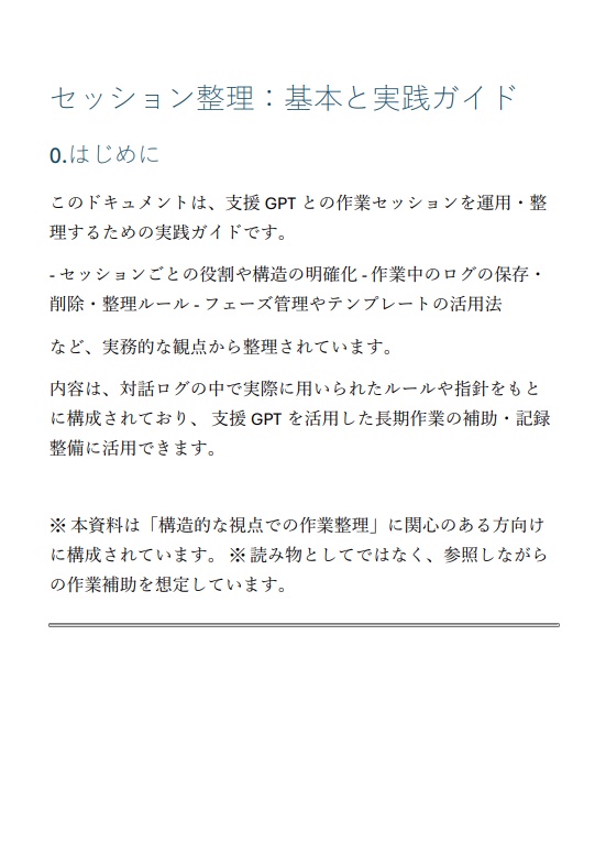 【支援GPT整理術 2】セッション整理：基本と実践ガイド