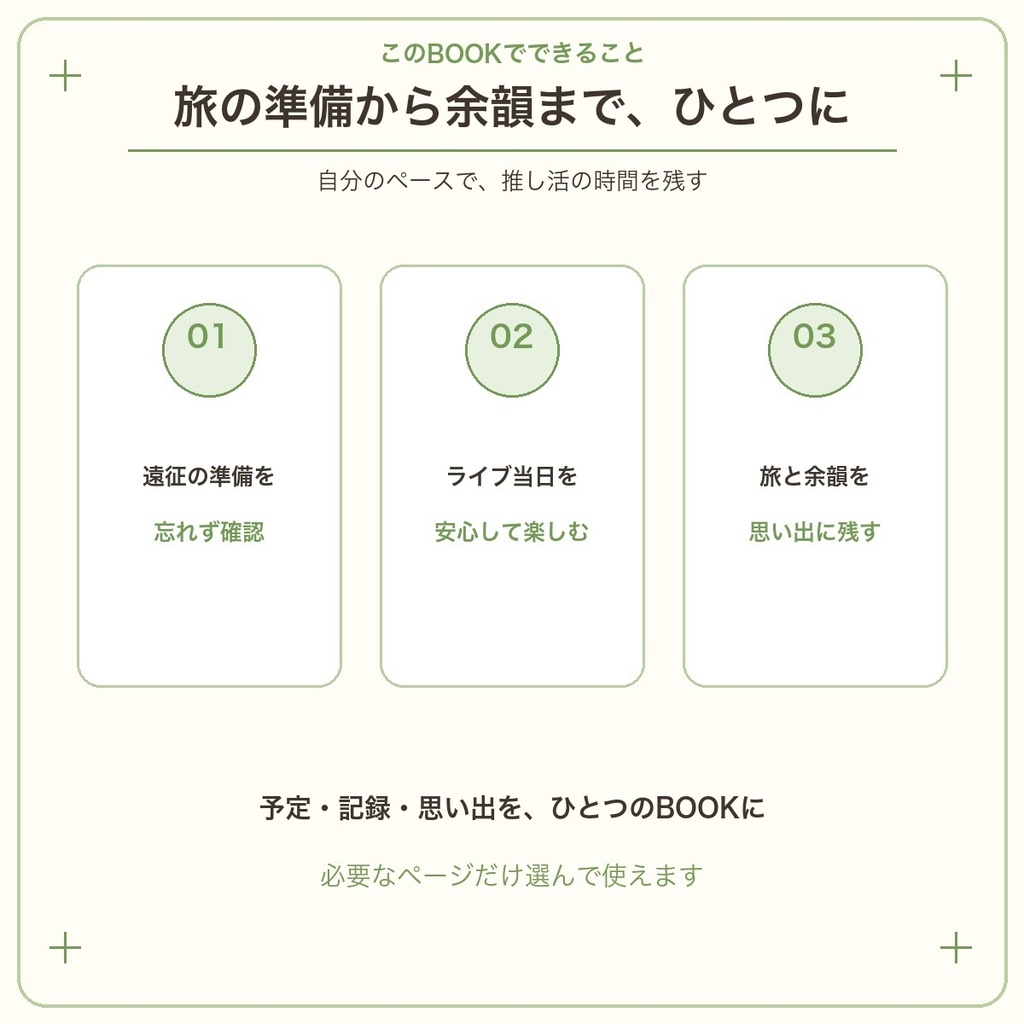 おとなのひとり推し活 ライブ遠征BOOK|印刷PDF+スマホ確認カード3枚