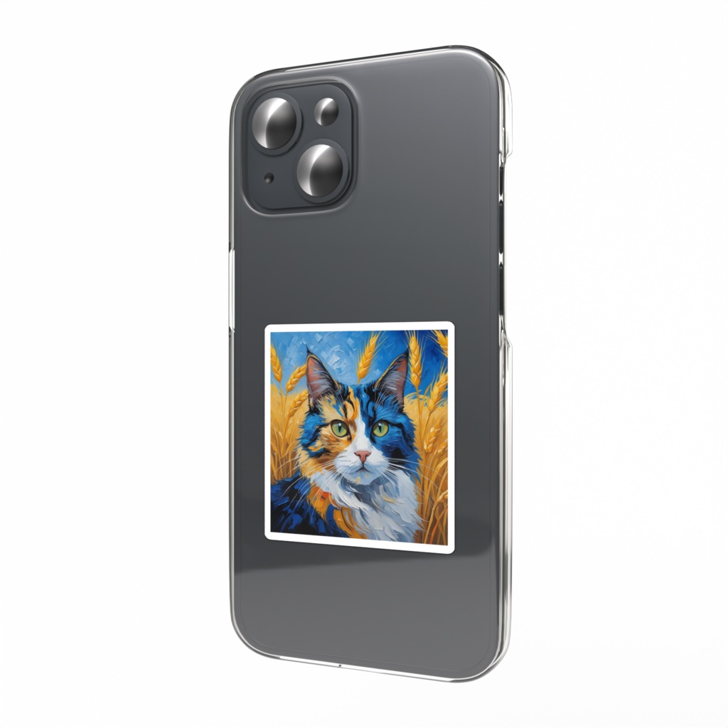 ゴッホ風_愛猫ステッカー(三毛猫2)