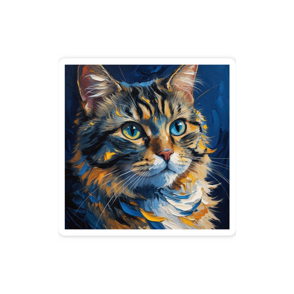 ゴッホ風_愛猫ステッカー(トラ猫)