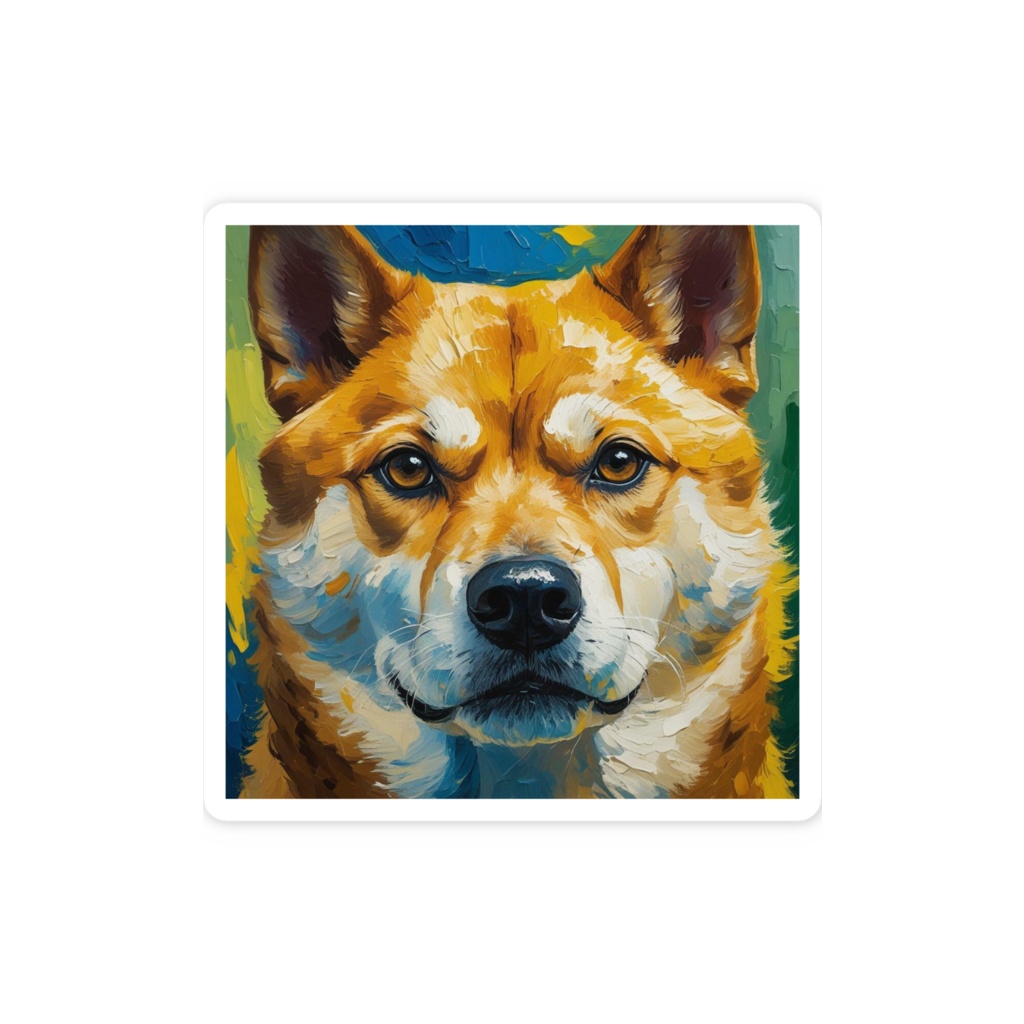 ゴッホ風_愛犬ステッカー(柴犬1)