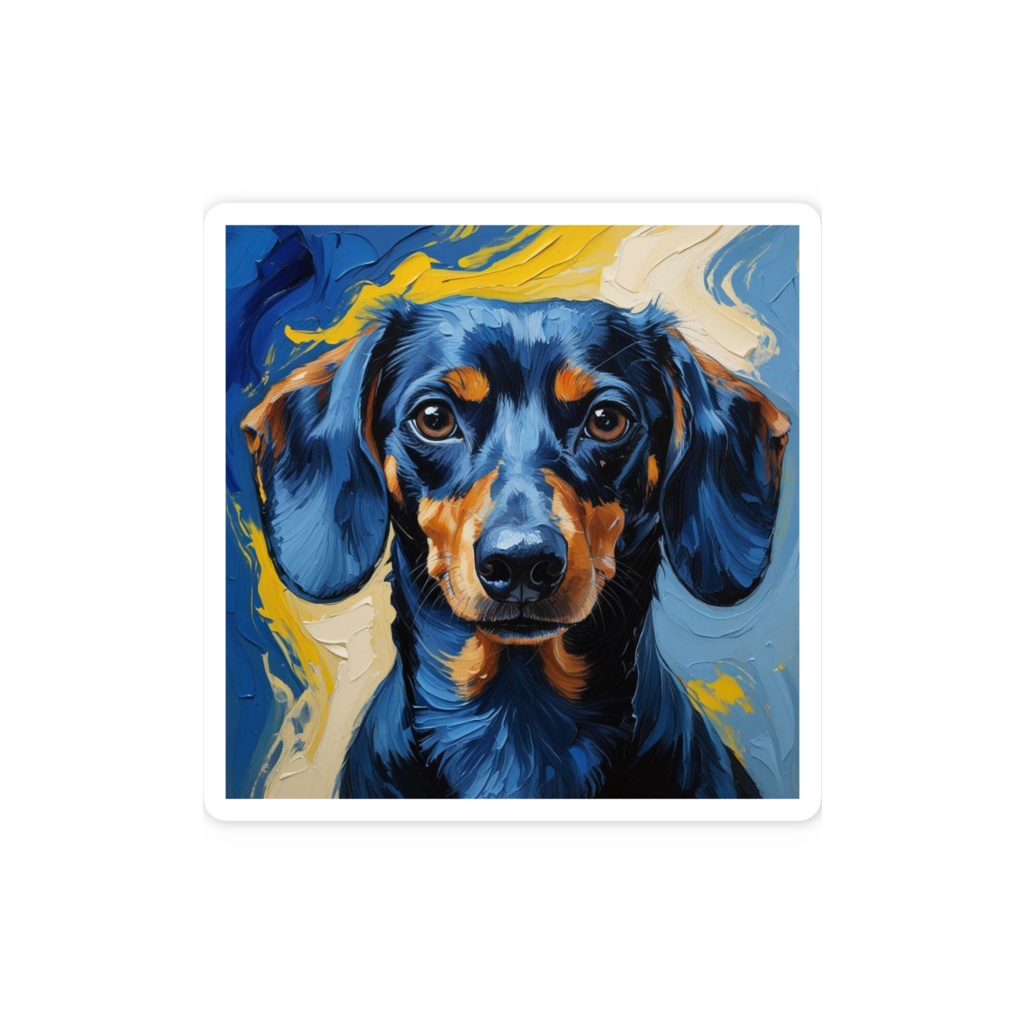 ゴッホ風_愛犬ステッカー(ダックスフンド3)