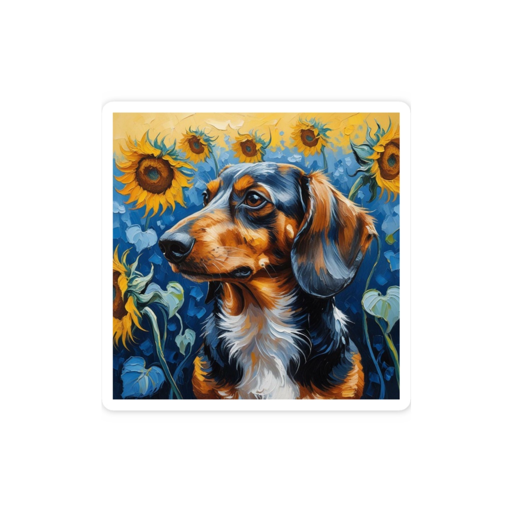 ゴッホ風_愛犬ステッカー(ダックスフンド5)