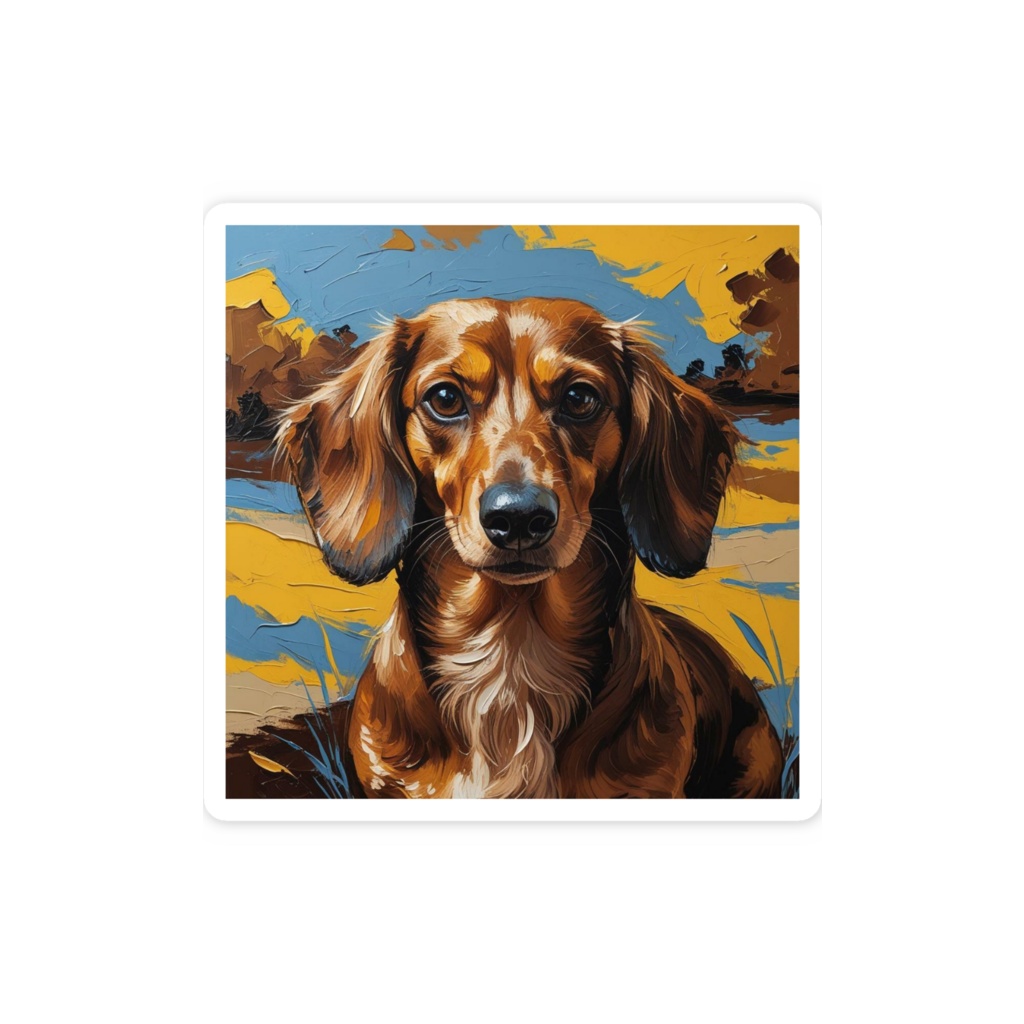 ゴッホ風_愛犬ステッカー(ダックスフンド9)