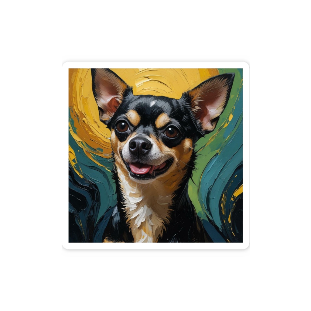 ゴッホ風_愛犬ステッカー(チワワ3)