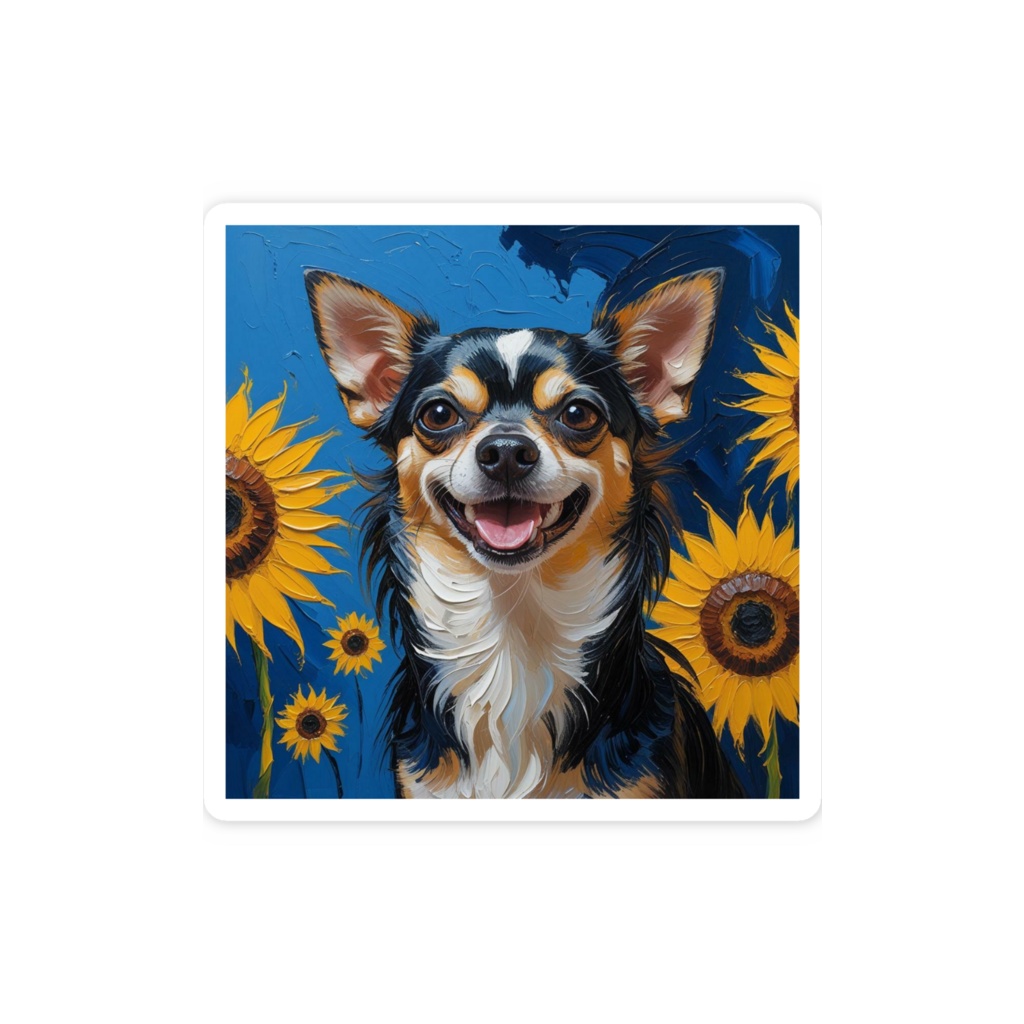 ゴッホ風_愛犬ステッカー(チワワ4)