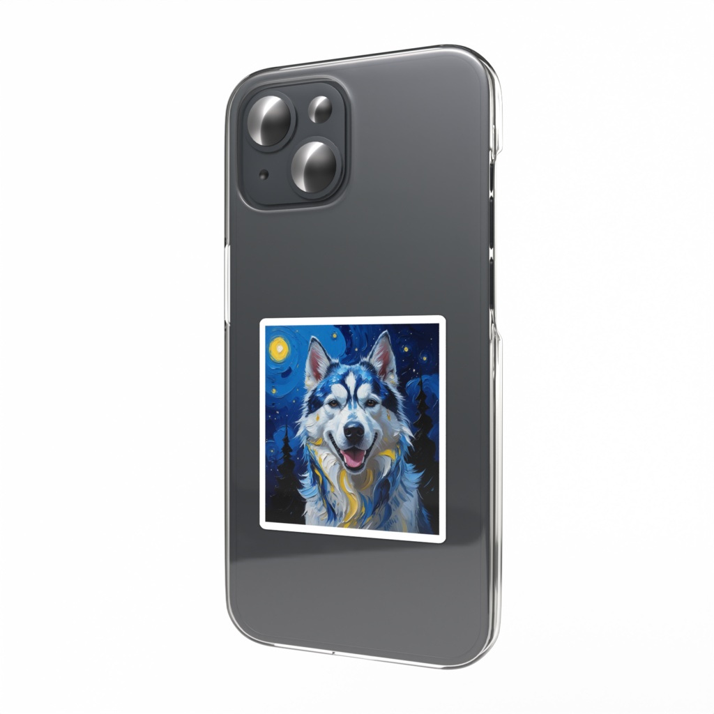 ゴッホ風_愛犬ステッカー(シベリアンハスキー)