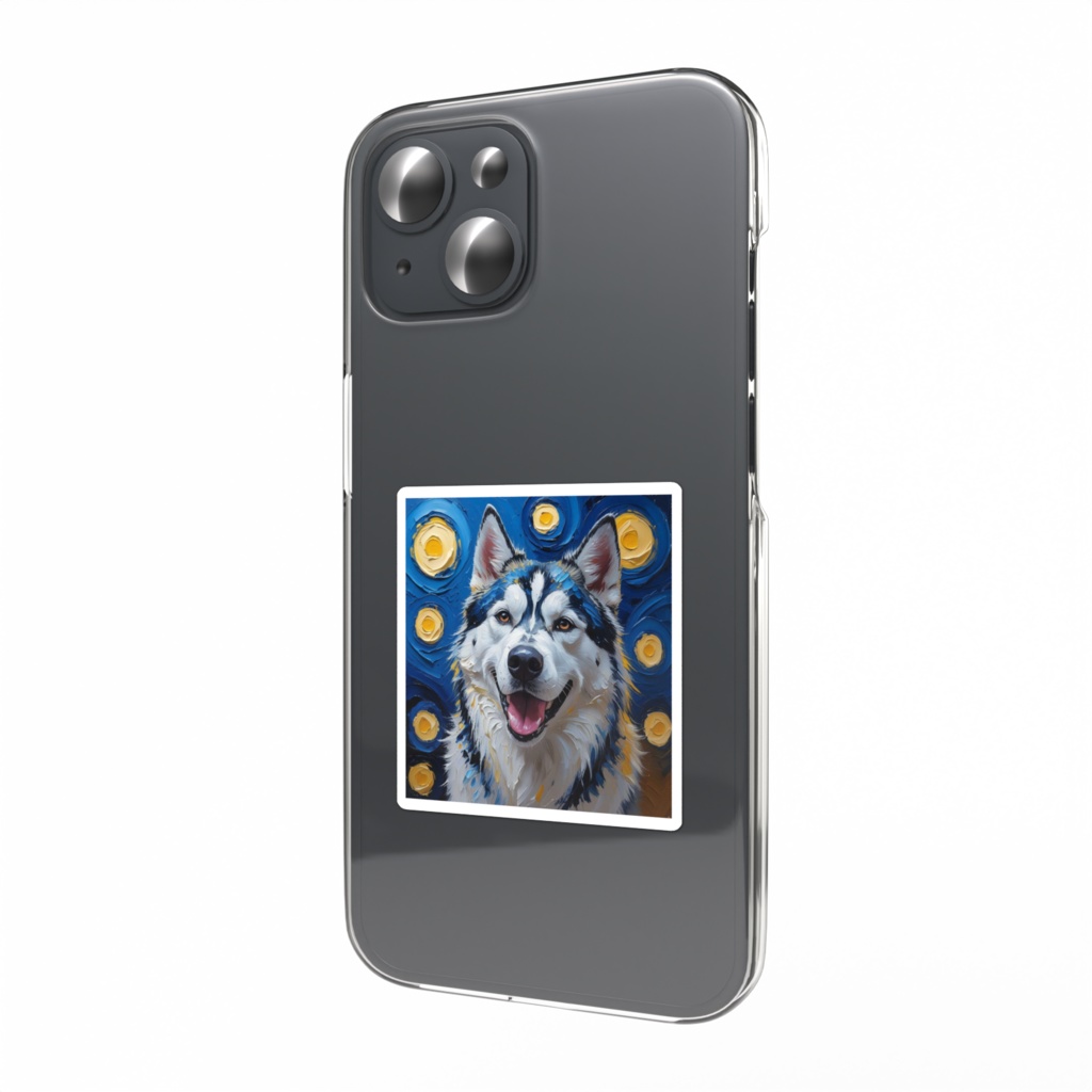 ゴッホ風_愛犬ステッカー(シベリアンハスキー2)