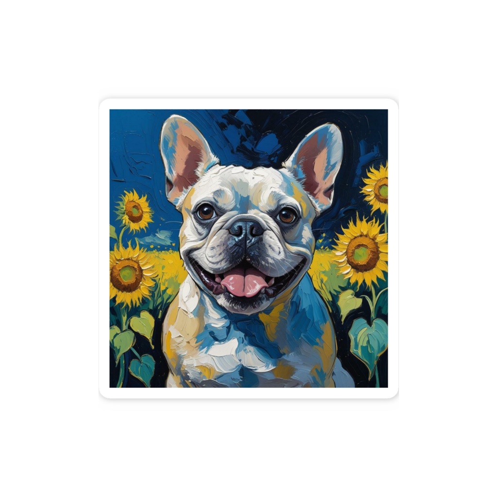ゴッホ風_愛犬ステッカー(フレンチブルドック3)