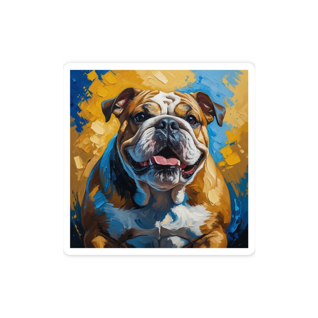 ゴッホ風_愛犬ステッカー(ブルドック)