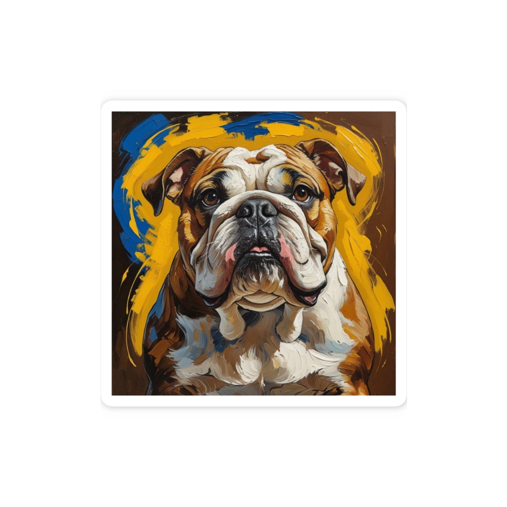 ゴッホ風_愛犬ステッカー(ブルドック2)