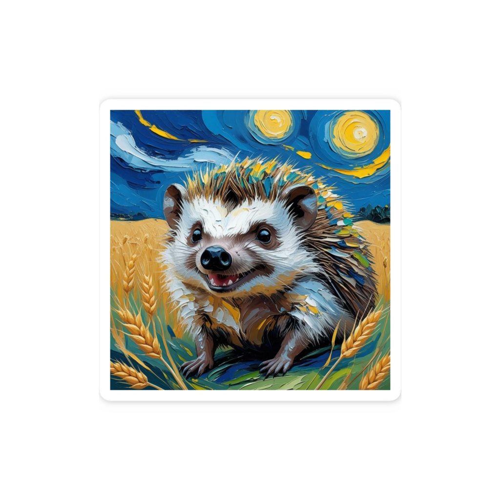 ゴッホ風_ハリネズミステッカー