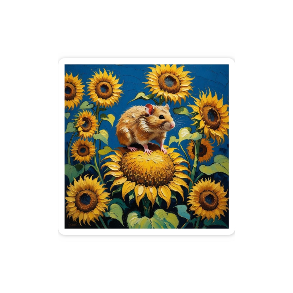 ゴッホ風_ハムスターステッカー2