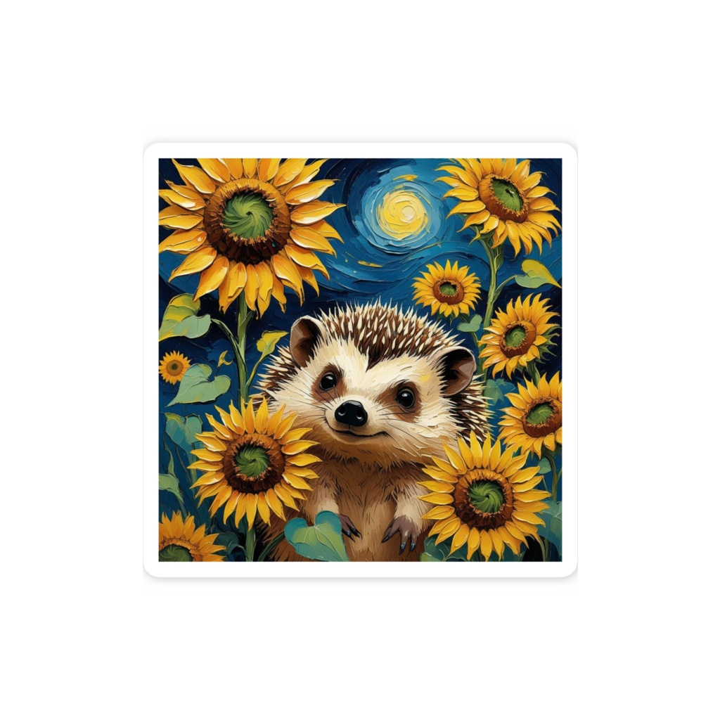 ゴッホ風_ハリネズミステッカー2