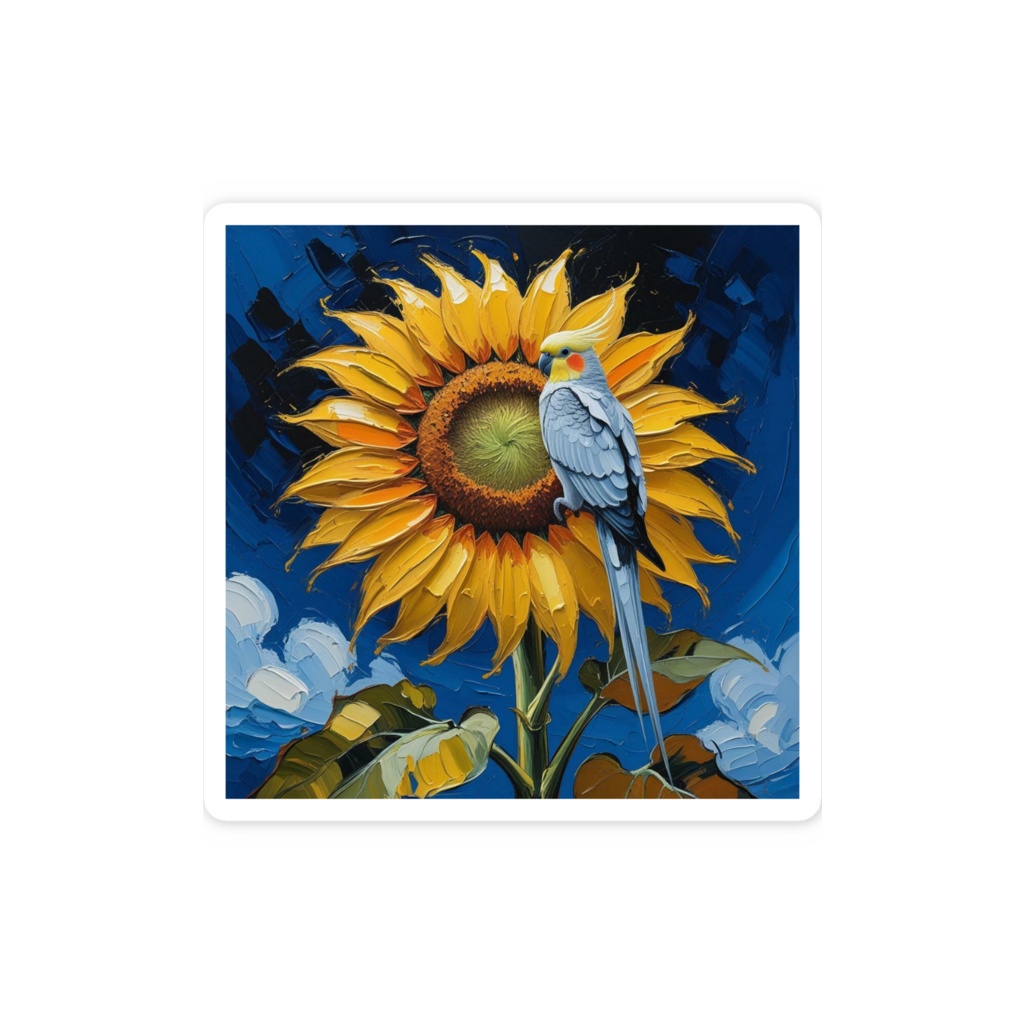 ゴッホ風_オカメインコステッカー