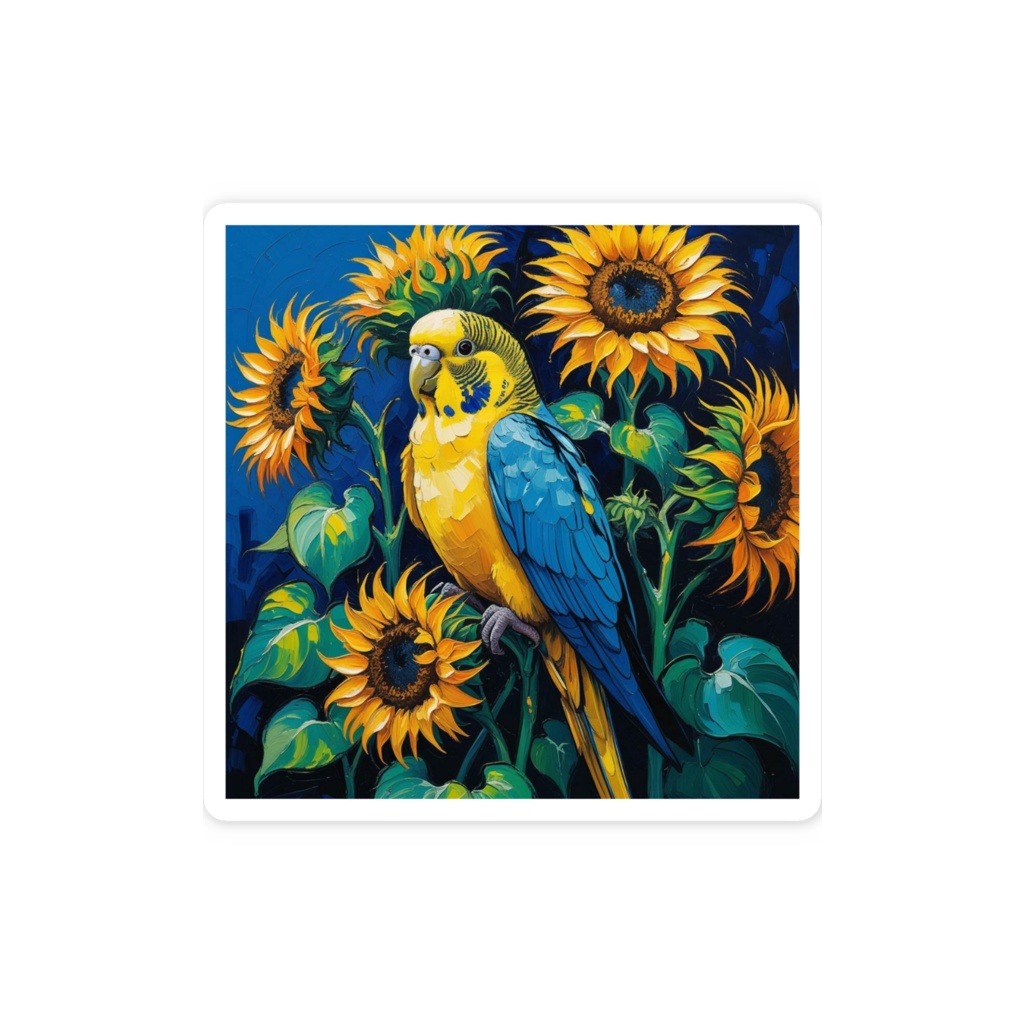 ゴッホ風_インコステッカー2