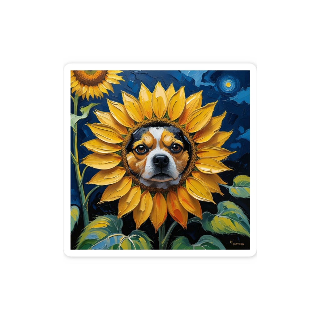 ゴッホ風_わんこステッカー2