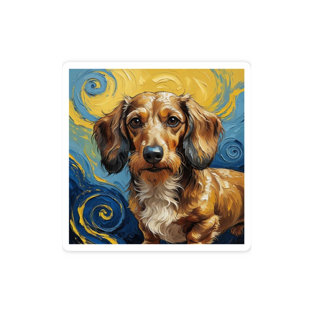 ゴッホ風_愛犬ステッカー(ダックスフンド10)