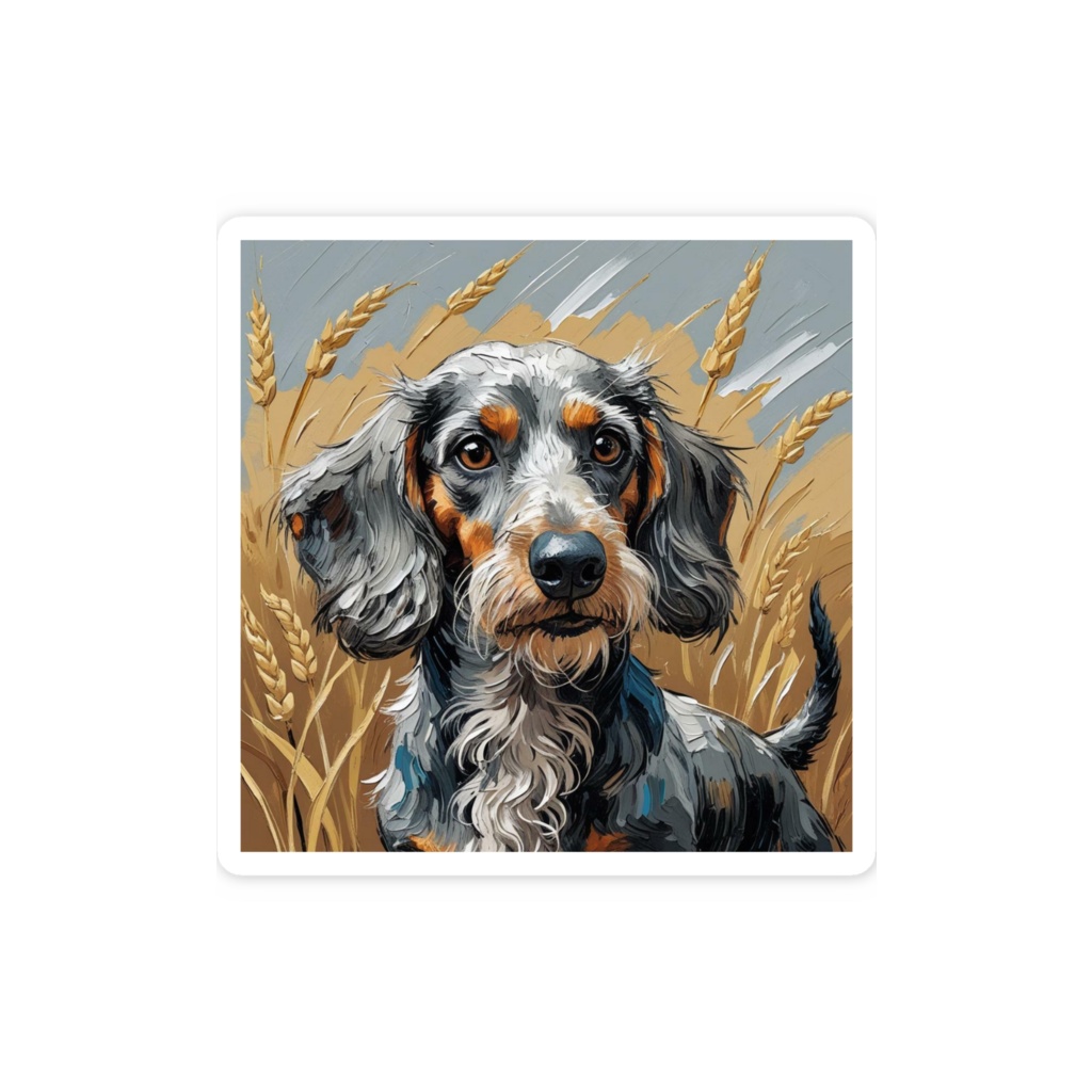 ゴッホ風_愛犬ステッカー(ダックスフンド12)