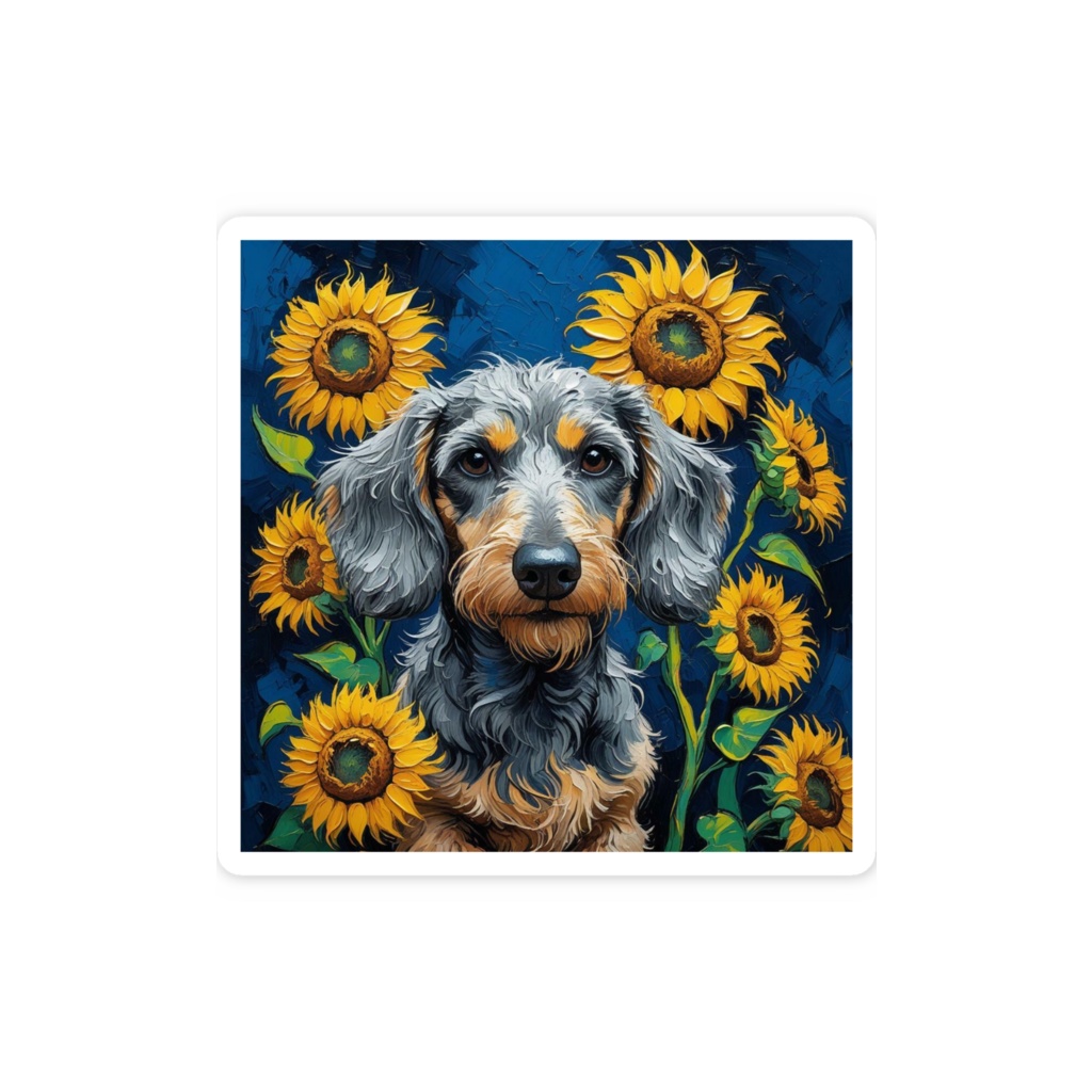 ゴッホ風_愛犬ステッカー(ダックスフンド14)