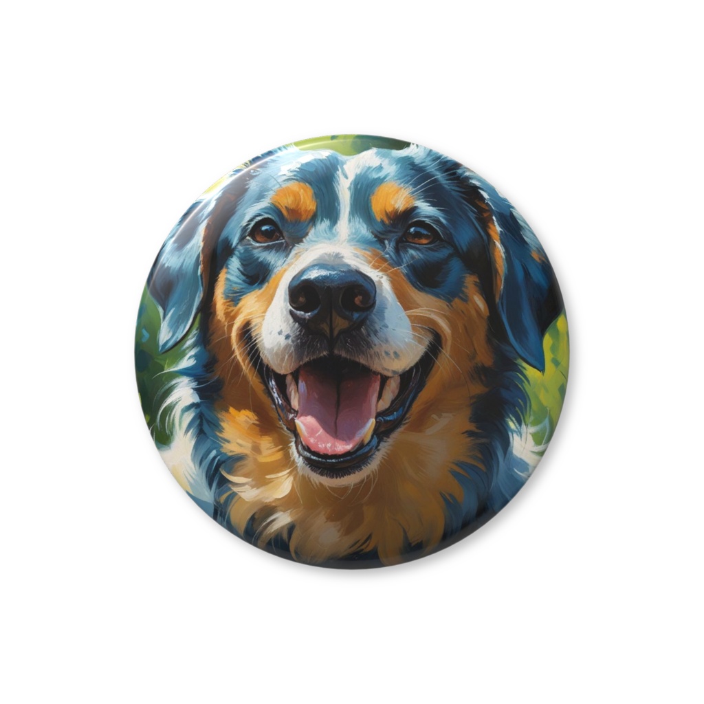 モネ風_犬缶バッチ