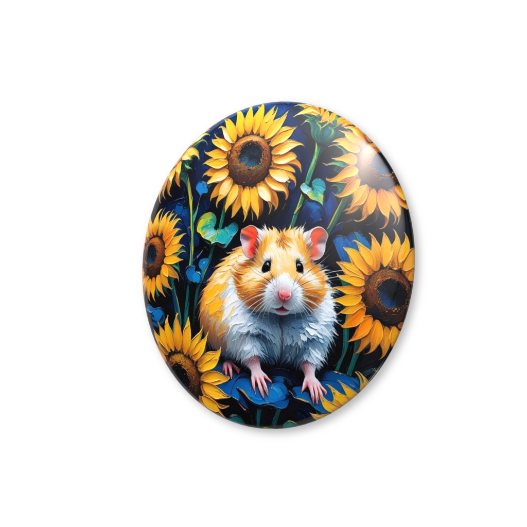 ゴッホ風_ハムスター缶バッチ