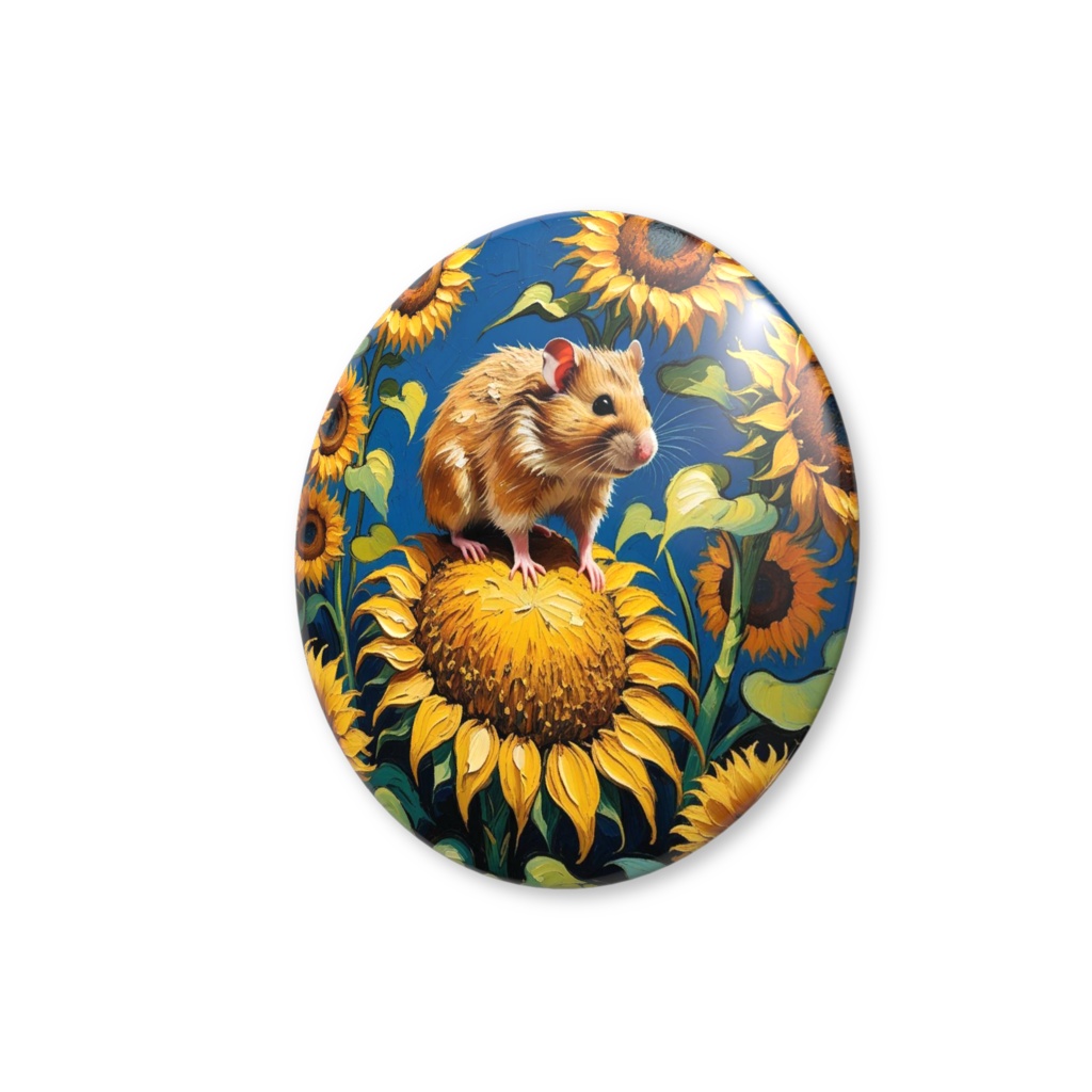 ゴッホ風_ハムスター缶バッチ