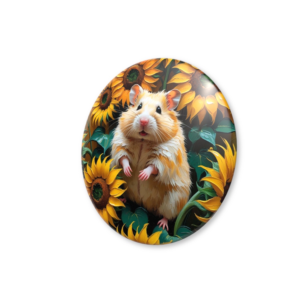 ゴッホ風_ハムスター缶バッチ