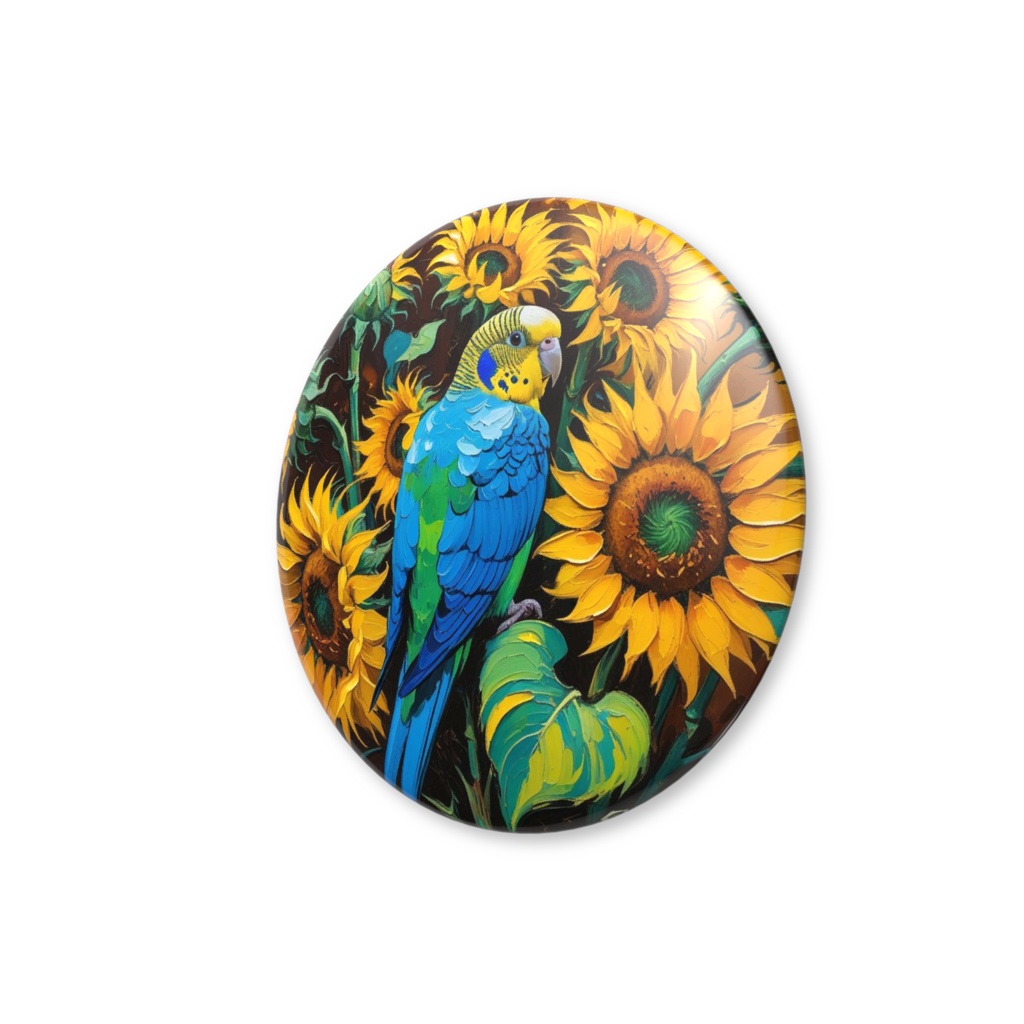 ゴッホ風_インコ缶バッチ