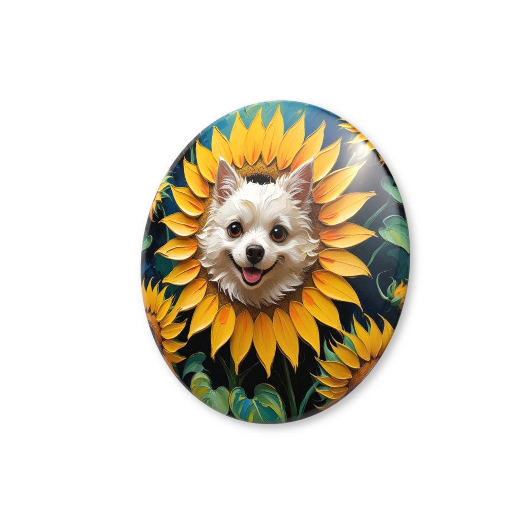 ゴッホ風_犬缶バッチ