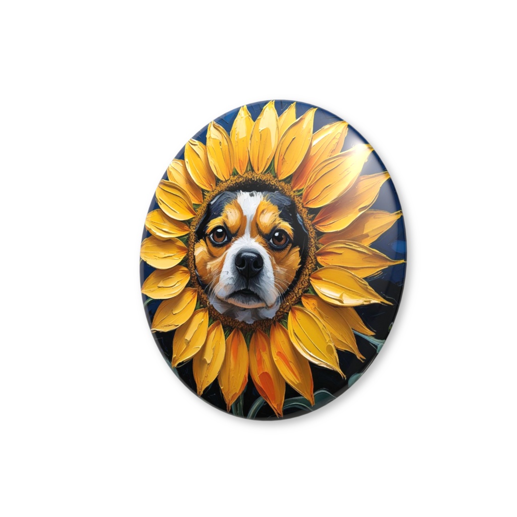 ゴッホ風_犬缶バッチ