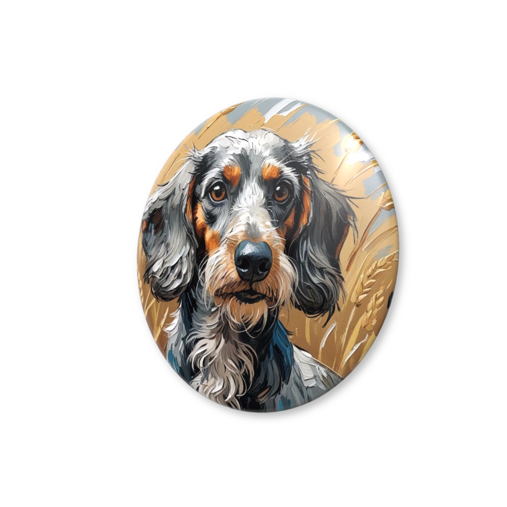 ゴッホ風_犬缶バッチ