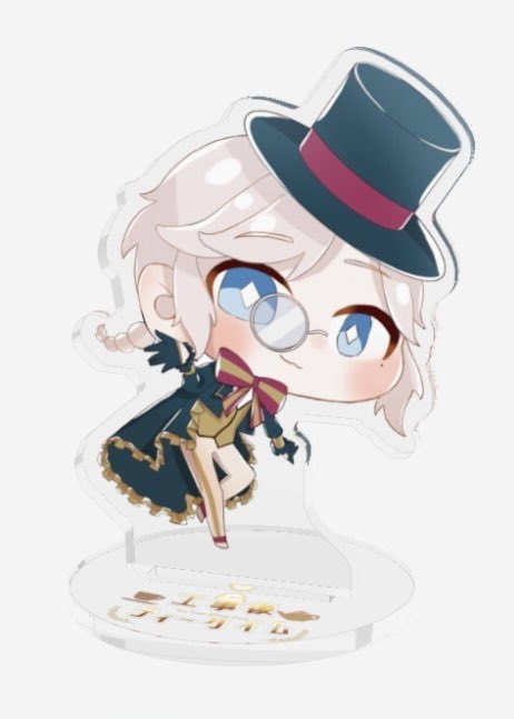 工事後ティータイム アクリルキーホルダー(台座付き):工事茶セット