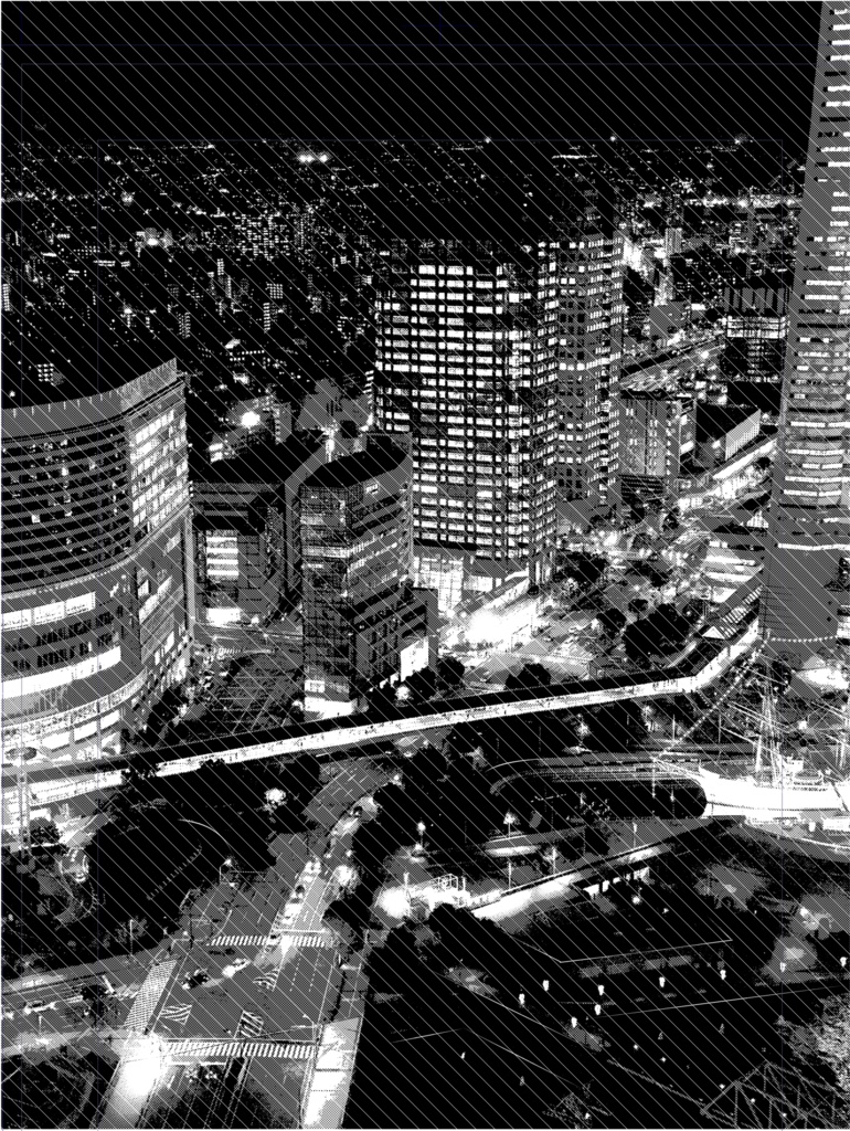 【背景素材】夜景ビル群3枚セット